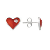 Sterling Silver and Enamel Heart Earring