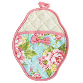 Cottage Kitchen Rose Scalloped Pot Mitt