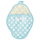 Lt Blue and White Polka Dot Scalloped Pot-Mitt