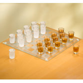 Game Night Checkers Shot Glass Set in Clear and White