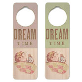 "Dream Time" Wooden Doorknob Sign in Distressed Green