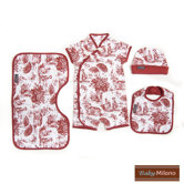 4 Piece Baby Gift Set in Burgundy Toile