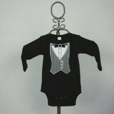 Black Tuxedo Vest Infant Bodysuit - Long Sleeve