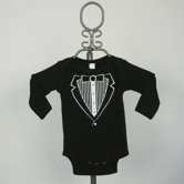 Long Sleeve Infant Bodysuit in Black Tuxedo