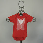 Short Sleeve Infant Bodysuit in Red Tuxedo