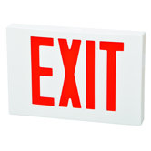 LED Exit Sign in Red LED and White Housing with Battery Backup