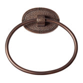 Hammered Copper Towel Ring with Oval Backplate