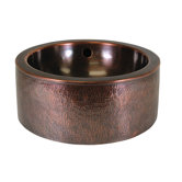 Hand Hammered Copper 15" Round Vessel Sink with Apron