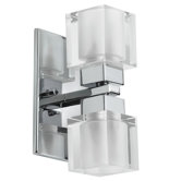 New Era Glass Cube Two Light Wall Sconce with Clear/Frosted Glass in Polished Chrome