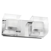 Clear/Frosted Glass Two Light Bath Vanity with Cubic Wavy Design in Polished Chrome