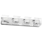 Clear/Frosted Glass Four Light Bath Vanity with Cubic Wavy Design in Polished Chrome