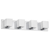 Frosted Glass Four Light Bath Vanity in Polished Chrome