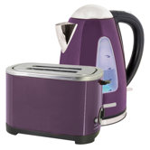 Kettle and Toaster Set in Plum Steel
