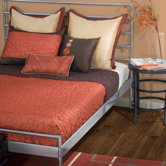 Cali Quilted Reversible Cap Bedding Set in Rust / Brown