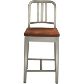 Emeco Navy Counter Stool with Natural Wood Seat
