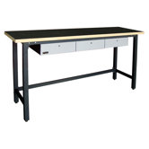 Steel Workbench W/ 3 Drwr & Wood Top