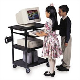 Workstation with Fixed and Roll-Out Shelf