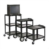 Open Shelf Fixed Height Table with Big Wheels, Casters and Electric Assembly