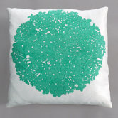 Hydrangea Turquoise Pillow on White Linen