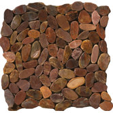 Natural Stone 12" x 12" Flat Rivera Pebble Mosaic in Terra Cotta