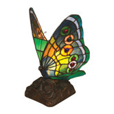 Tiffany Style Butterfly Accent Table Lamp with Thirteen Cabochons