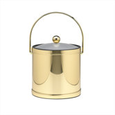 Mylar 3 Qt Ice Bucket with Lucite Cover in Polished Brass
