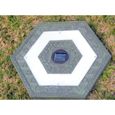Solar Power Hexagonal Stepping Stone in Green Garden (Set of 3)