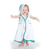 aacua 4 in 1 Bath Towel in Teal Trim in White