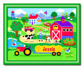 Country Farm Personalized Print with Green Frame