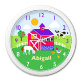 Country Farm Personalized Clock with White Case