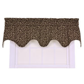 Tremblay / Tyvek Small Scale Scroll Lined Scallop Valance Window Curtain in Brown