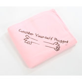 Fleece Throw in Pink with Chocolate Hug