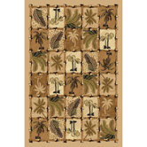 Oasis Palm Design Beige Novelty Rug