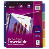5 Count Big Tab Insertable Single Pocket Plastic Divider