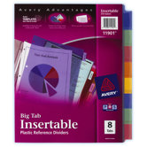 8 Count Assorted Colors Big Tab Insertable Plastic Reference Divider