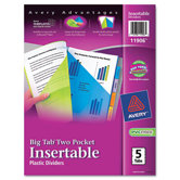 Worksaver Big Tab Multicolor Plastic Dividers with Double Slash Pockets