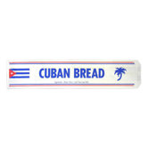 Cuban Bread Paper Bag in White with Blue and Red Text