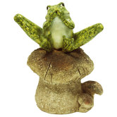 Frog Sitting on Mushroom Statue