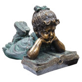 Girl Laying Down Reading Book Statue