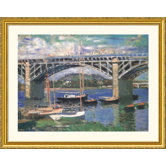 Railway Bridge, Near Argenteuil Gold Framed Print - Claude Monet