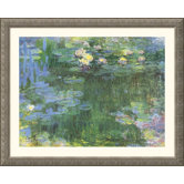 White and Purple Water Lilies Silver Framed Print - Claude Monet