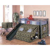 G.I Twin Low Loft Bed with Slide and Tent