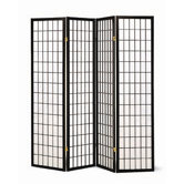 Quincy Four Panel Japanese Style Folding Screen in Black