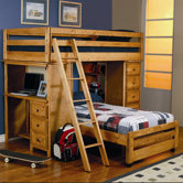 Enchanted Twin over Twin L-Shaped Bunk Bed with Desk and Storage