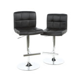 Groom Barstool with Quilted Back in Black