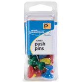 25 Count Jumbo Assorted Colored Push Pin