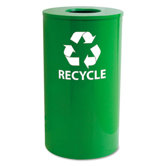 Indoor/Outdoor Round Steel Recycling Receptacle, 33 Gallons, Yellow Green