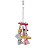 Living World Junglewood Bird Toy Rope Chime with Round Top Bell Bead Block Cylinder and Peg