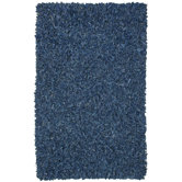 Pelle Leather Shag Blue Rug
