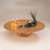 Copper Water and Fire Circular Tabletop Fountain in Flame Finish